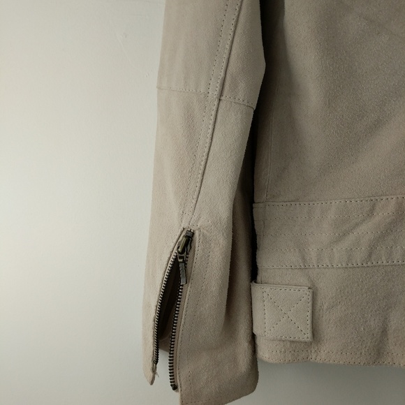 Chico's | 100% Leather Ivory Jacket Moto Style - Picture 6 of 8